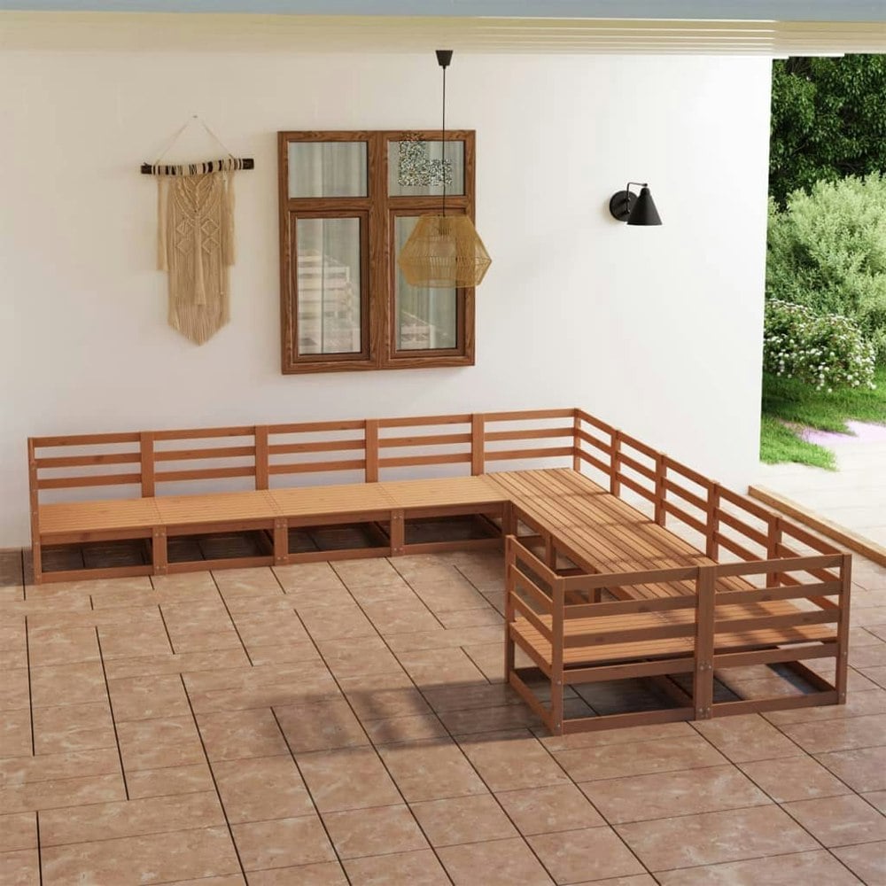 Berkfield 10 Piece Garden Lounge Set Solid Pinewood