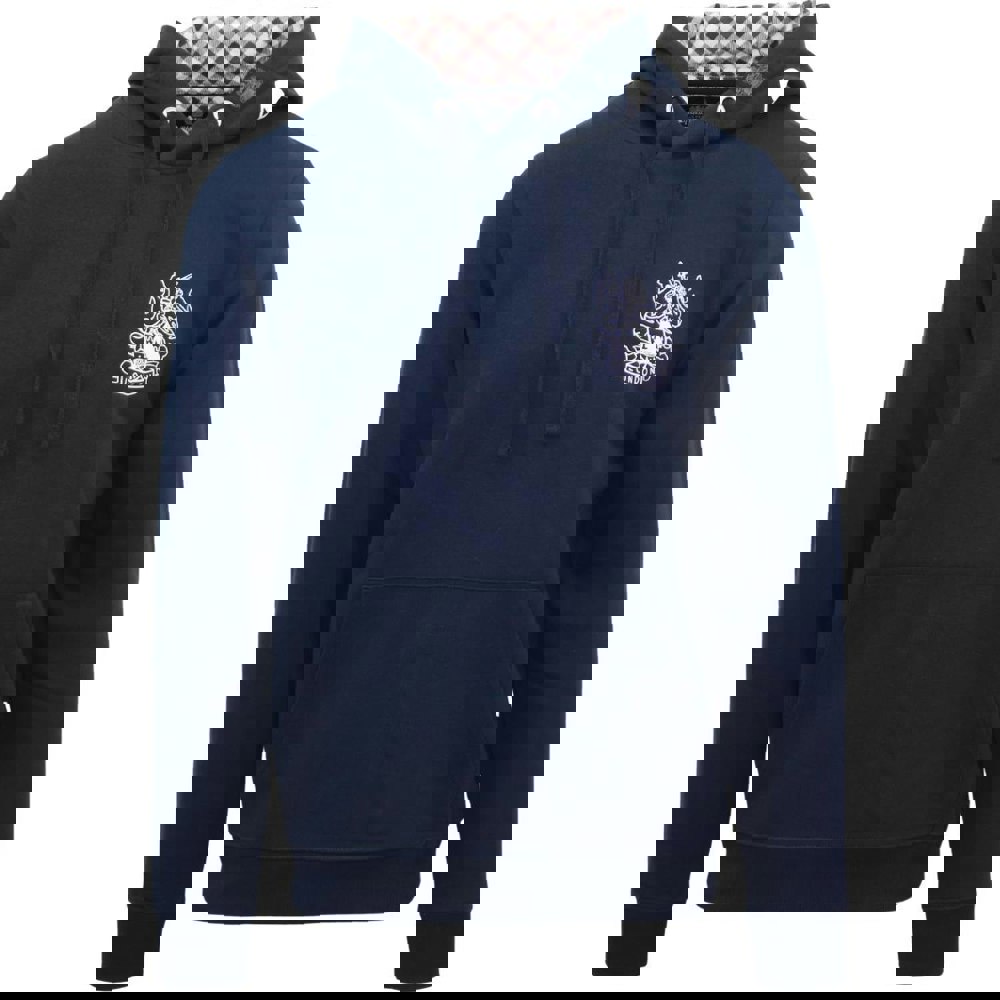 Aquascutum Branded Hood Hoodie - Navy Blue