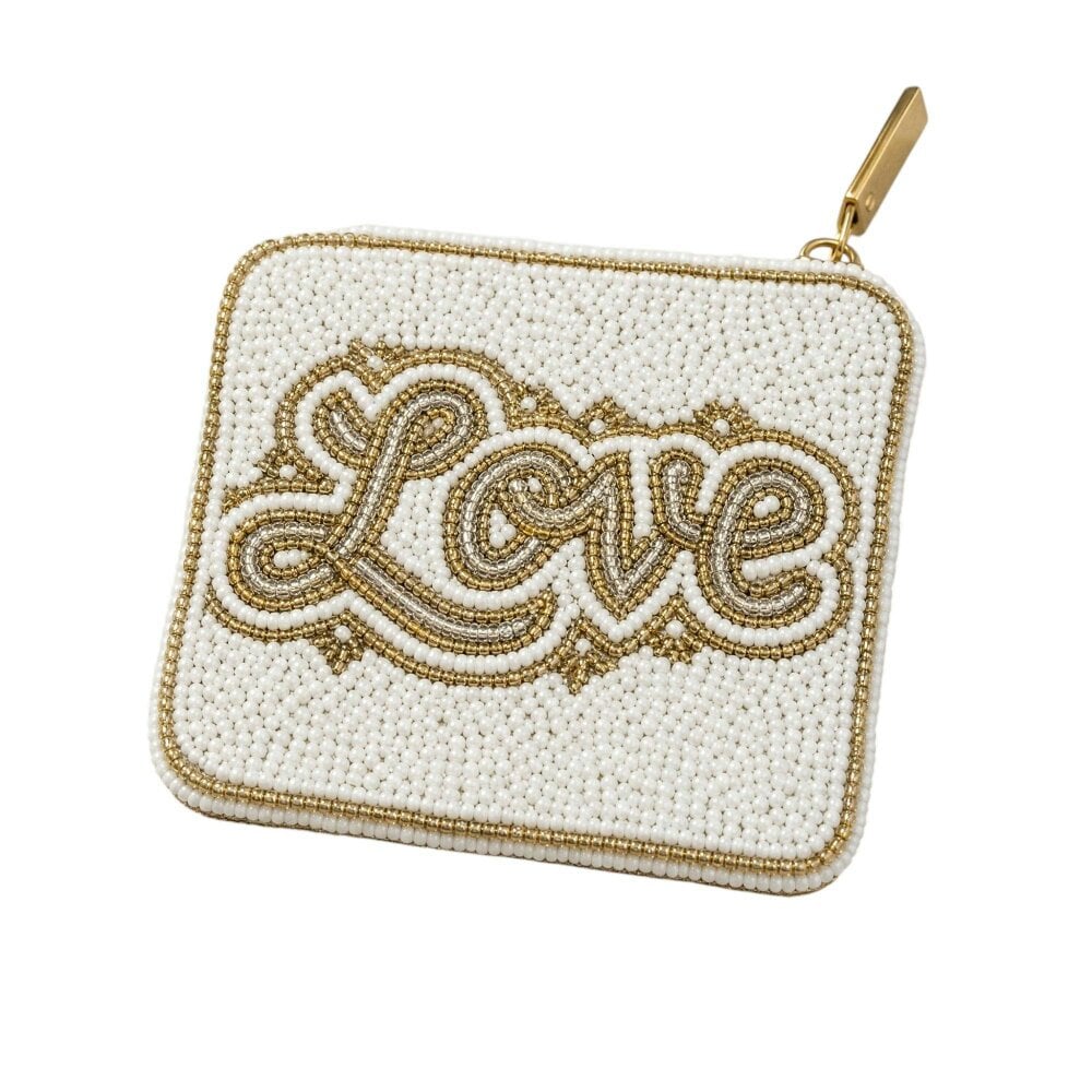 Gold Trip Love Beaded Coin Purse