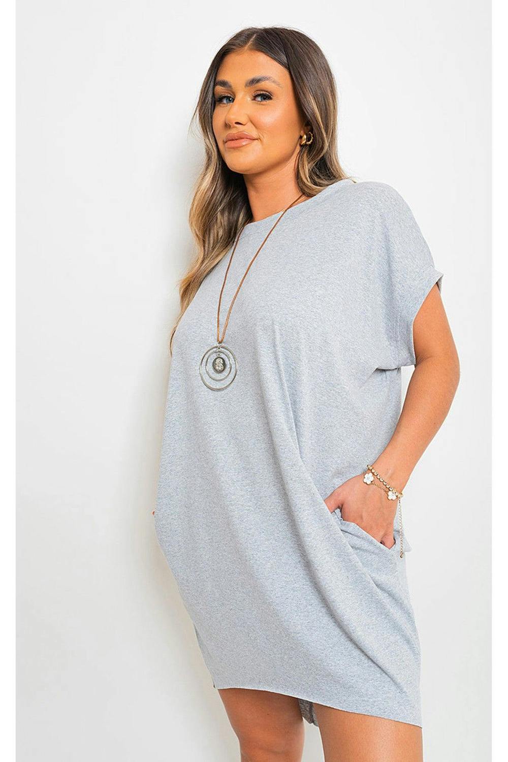 Esme Short Sleeve With Front Pockets Top - Grey