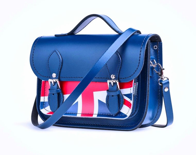 Zatchels Union Jack Midi Satchel - Royal Blue