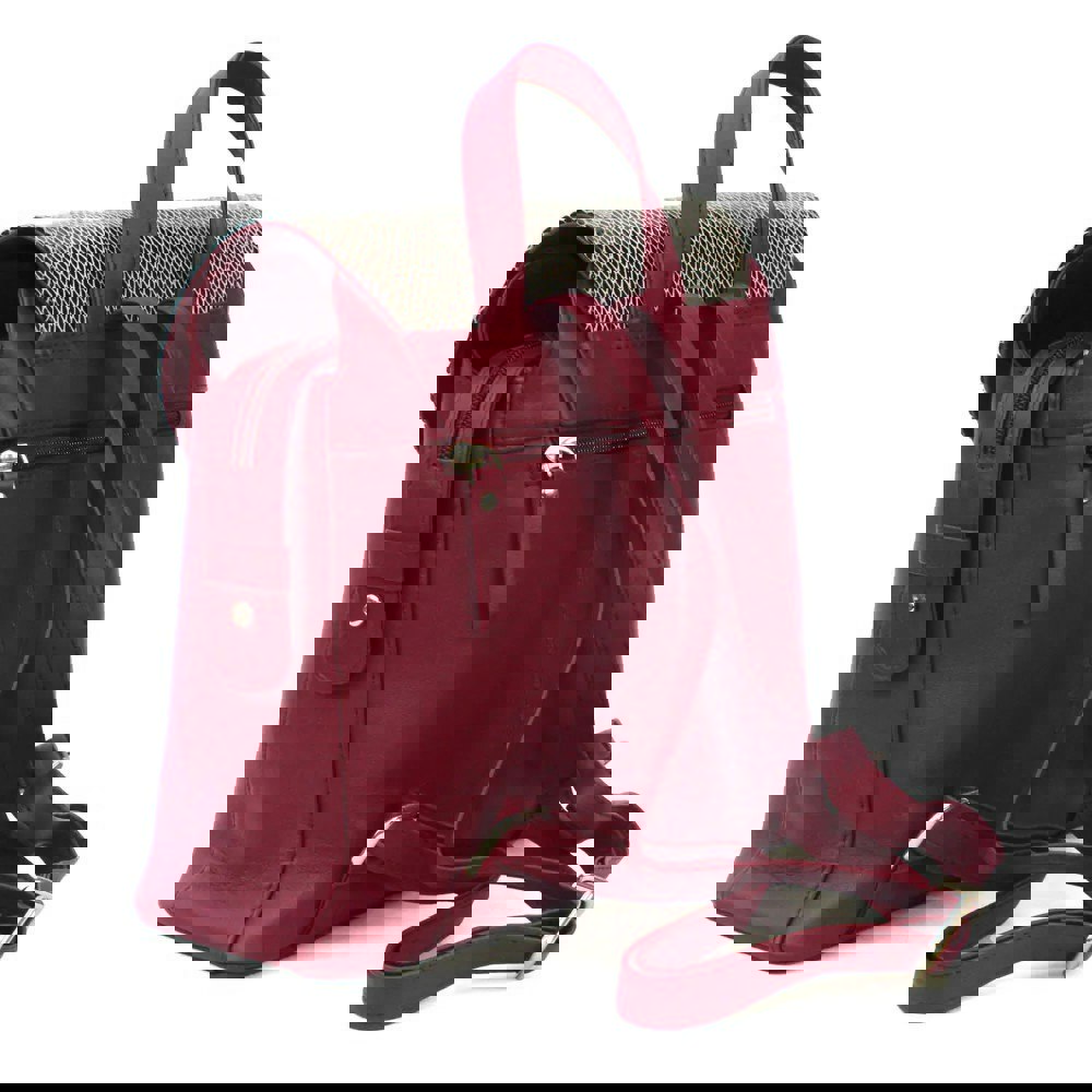 Eastern Counties Leather Petra Snake Print Leather Backpack - Cranberry
