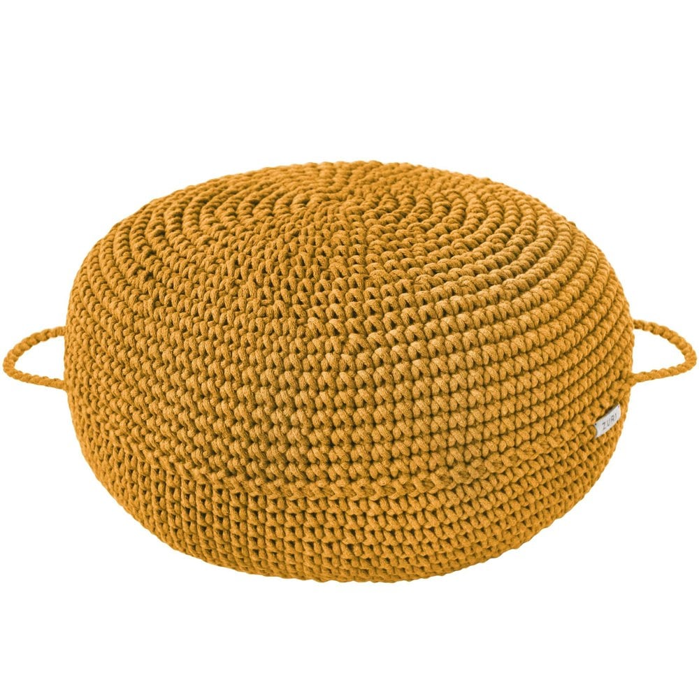 Zuri House Crochet ottoman | MUSTARD