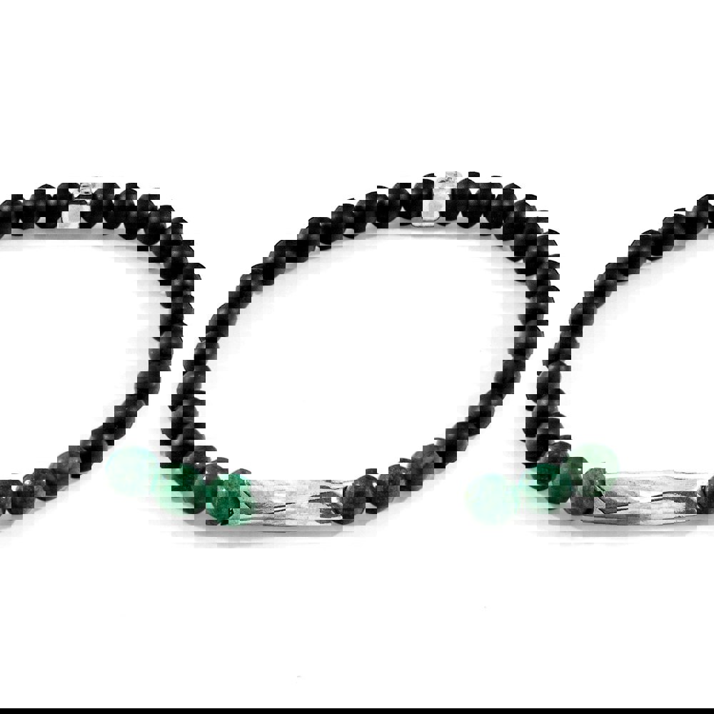 Anchor & Crew Green Jade Orinoco Silver and Stone Bracelet