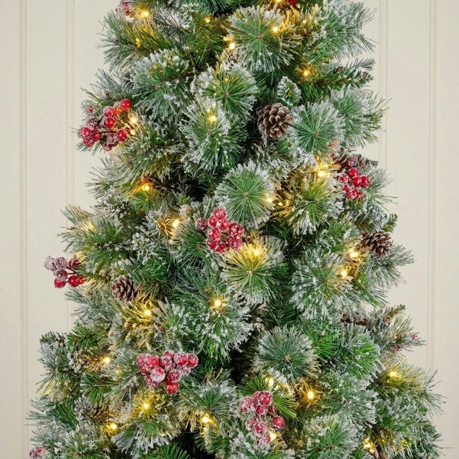 Garden Greatness 7ft Heritage Fir Frosted Berry Pre-Lit Christmas Tree