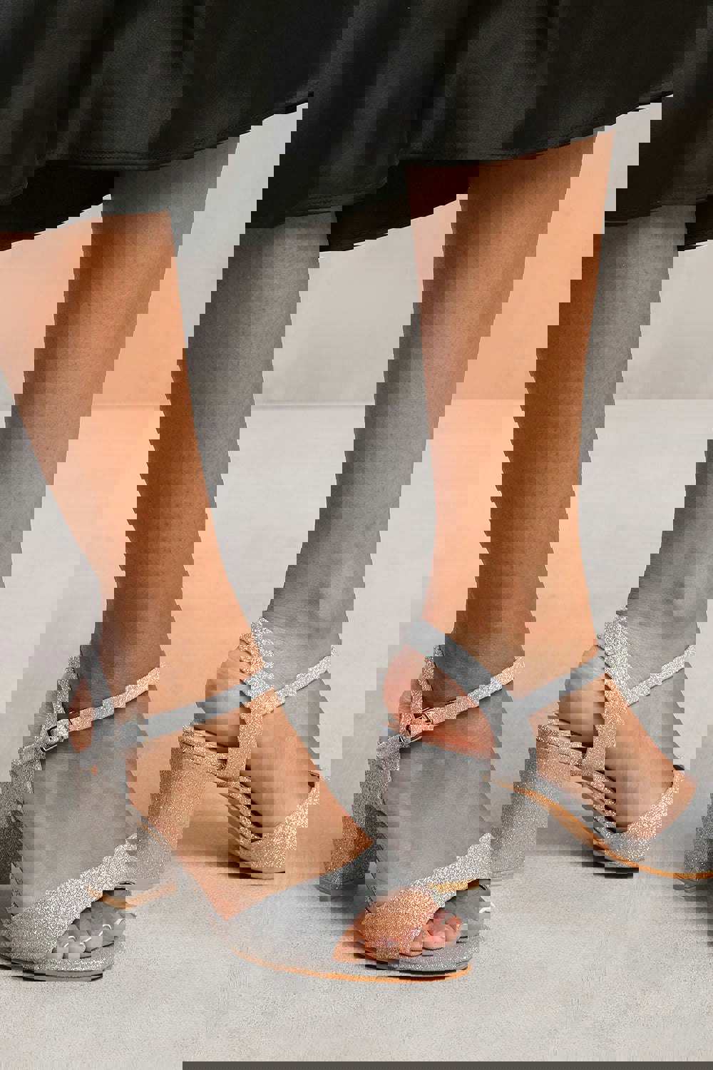 Where's That From Ella Buckle Up Low Block Heel Sandal in Silver