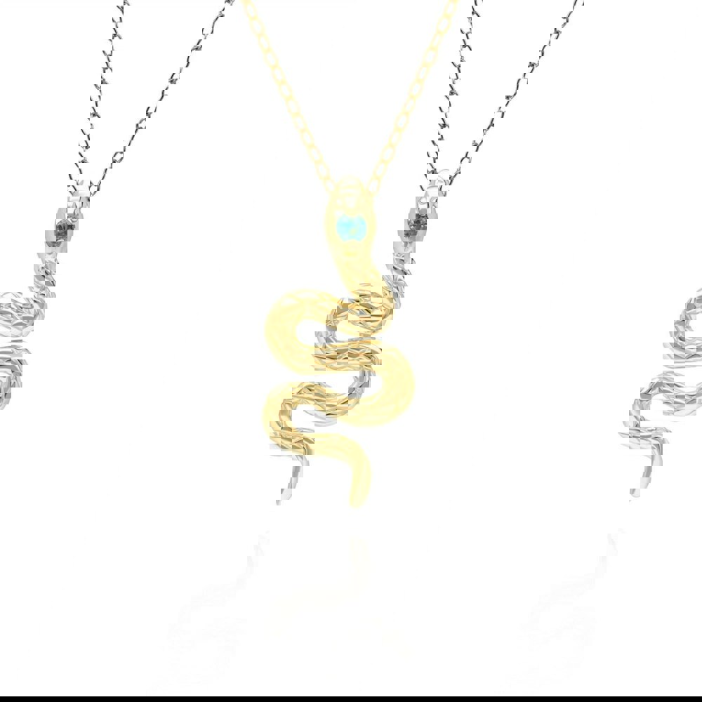 132P1845039 ECFEW™ Emerald Snake Wrap Pendant in 9ct Yellow Gold Front