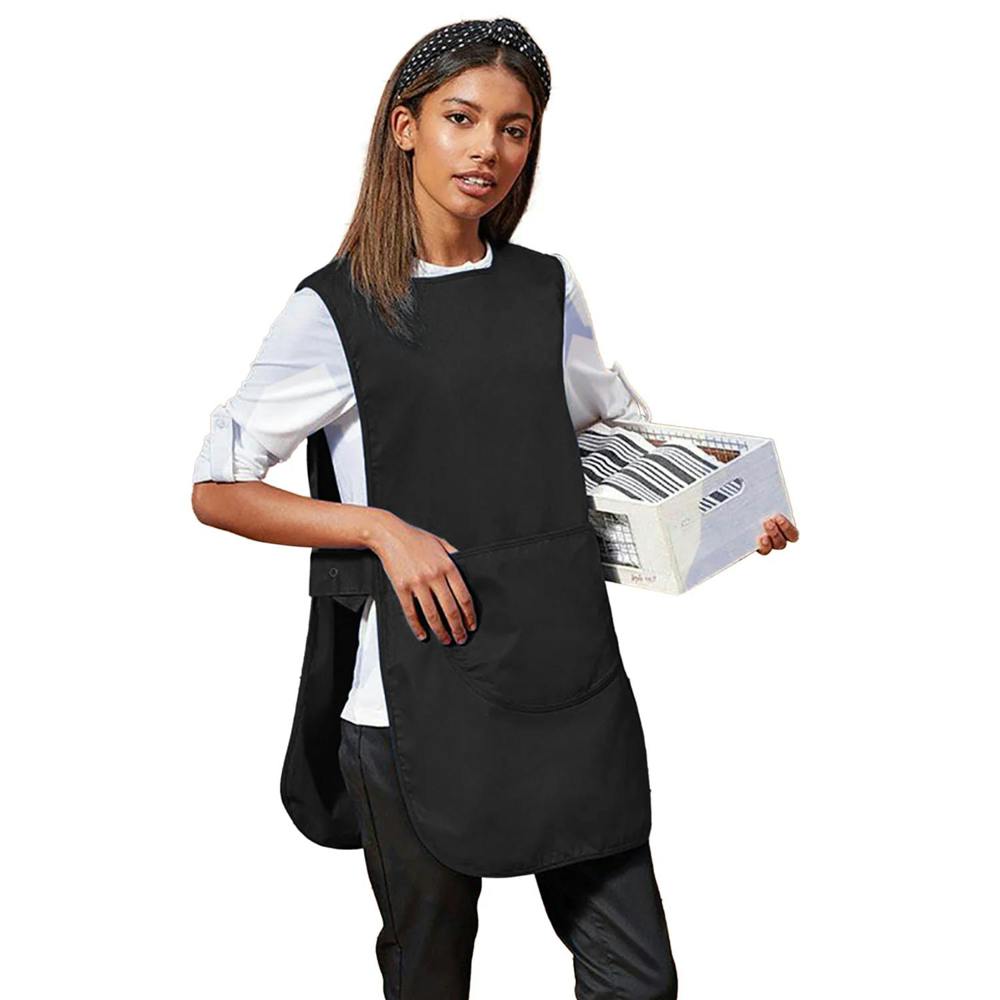 Premier Ladies/Womens Long Length Pocket Tabard / Workwear (Pack of 2) - Black