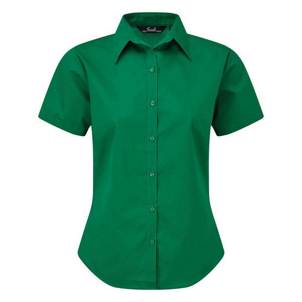 Premier Short Sleeve Poplin Blouse / Plain Work Shirt - Emerald - Emerald - 65% Polyester/35% Cotton