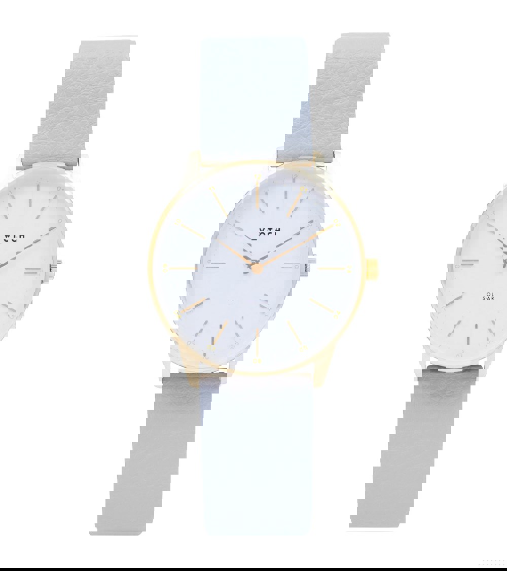 Votch Gold & Dove Grey Watch | Solar Classic