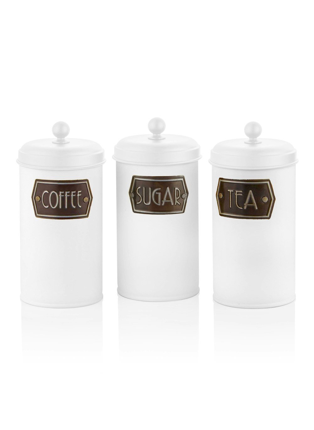 Rozi White Coffee, Tea, And Sugar Canister Set - 22 cm (H)