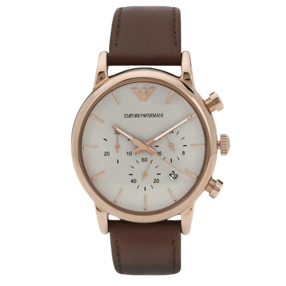 Emporio Armani Brown Strap Rose Gold Watch