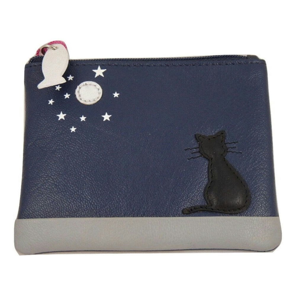 Mala Leather Midnight Collection Black Cat Leather Coin Purse