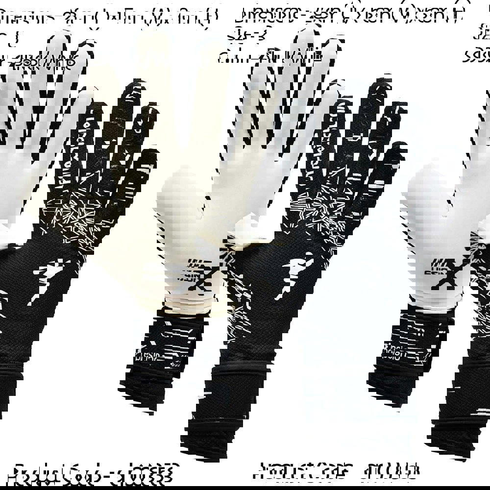 Size 8 PRO ADULT Goal Keeping Gloves Lightweight Black/White Keeper Glove