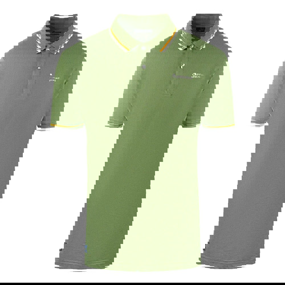 Aquascutum Twin Tipped Collar Brand Logo Army Green Polo Shirt