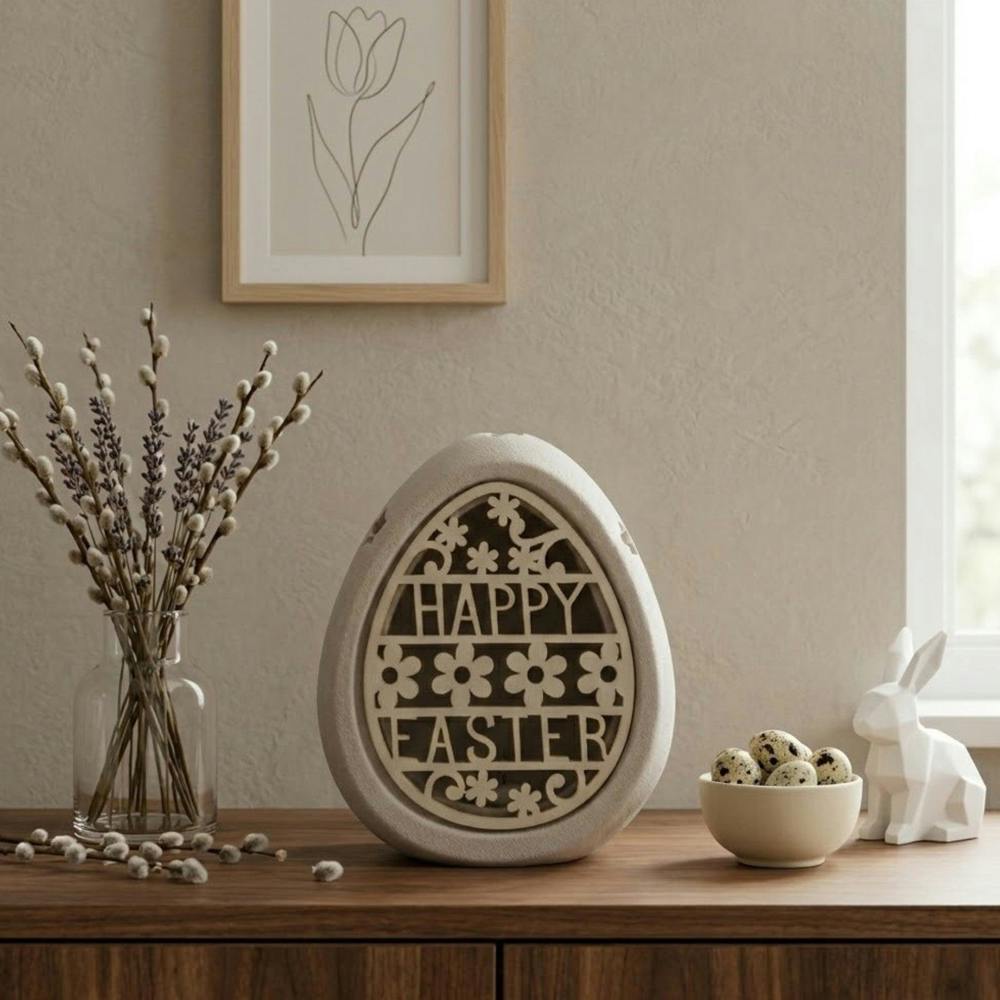 Garden Greatness Happy Easter Cut Out LED Egg Ornament