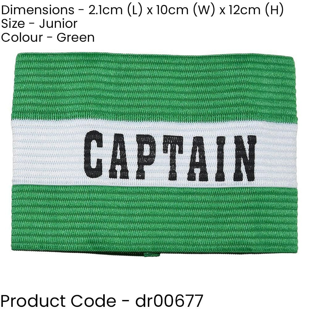 Adult Captains Armband - GREEN - Football Rugby Sports Arm Bands - White Strap