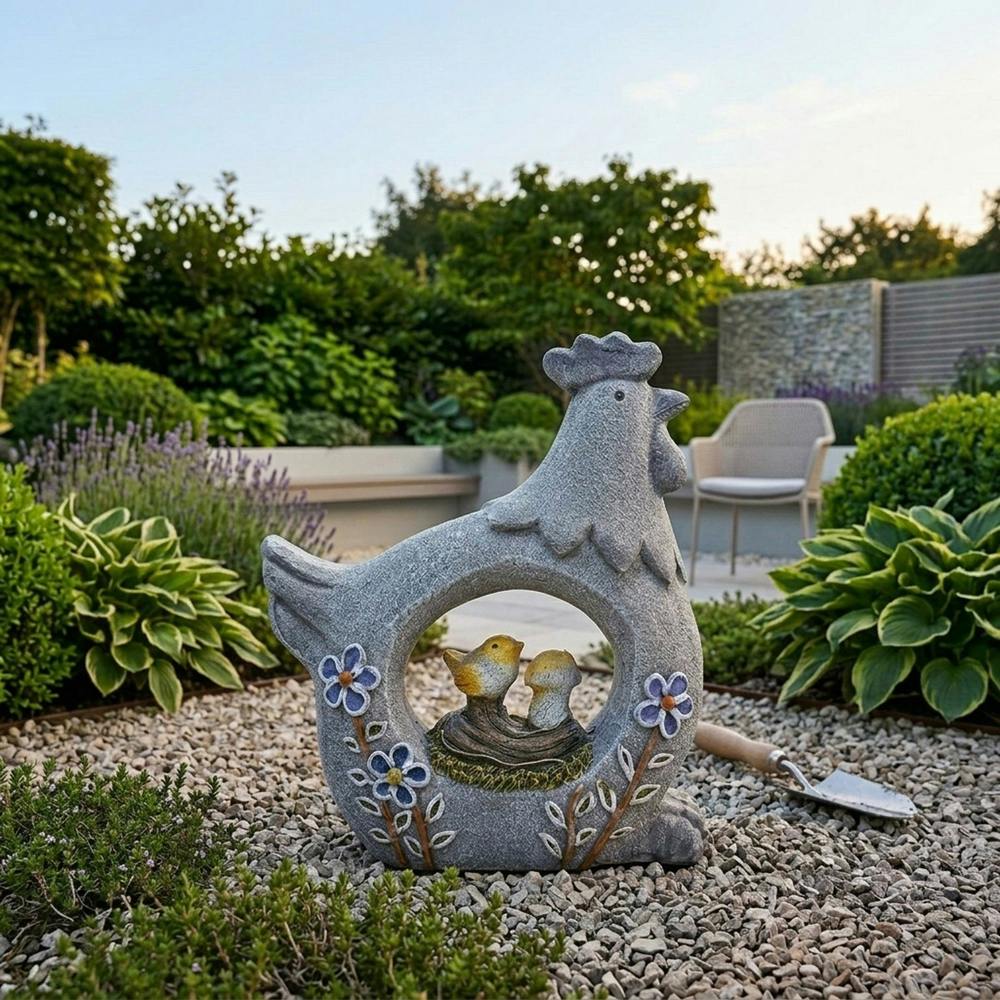 Garden Greatness Lunaria Sitting Chicken Garden Solar Ornament
