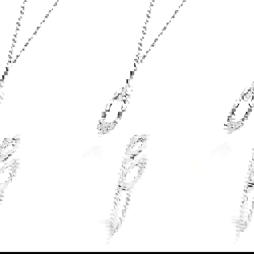 162P0225019-162R0391019 Diamond Pave Asymmetrical Pendant & Ring Set in 9ct White Gold 1