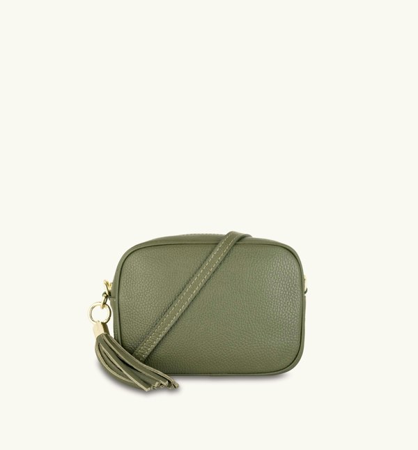 Apatchy London The Tassel Olive Green Leather Crossbody Bag with Olive Green Arrow Strap