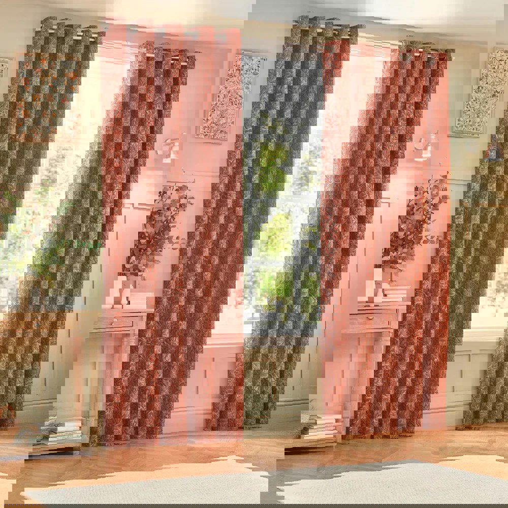 Wylder Nature Grantley Jacquard Eyelet Curtains - Brick