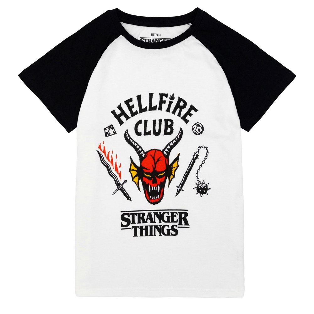 Stranger Things Childrens/Kids Hellfire Club Short-Sleeved T-Shirt - White/Black