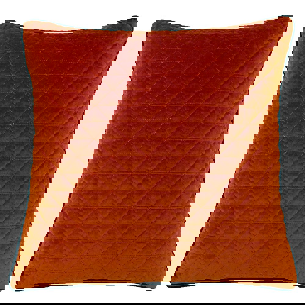 Riva Home Quartz Cushion Cover with Geometric Diamond Design - Jaffa Orange/Teal