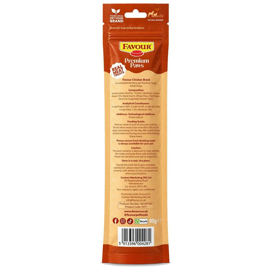 Favour Premium Paws Chicken Braid Dog Treat 95g