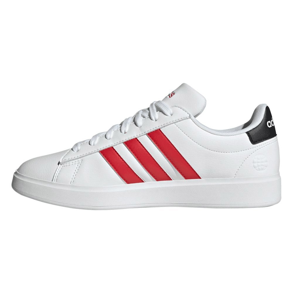 Adidas Mens Grand Court 2.0 Synthetic Leather Trainers - White / Red