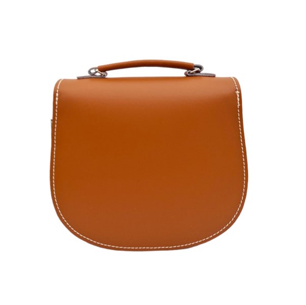 Zatchels Handmade Leather Twist Lock Saddle Bag - Burnt Orange