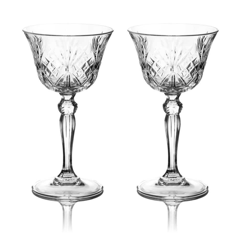 Diamante Chatsworth Crystal Nick and Nora Coupe Glasses - Set of 2