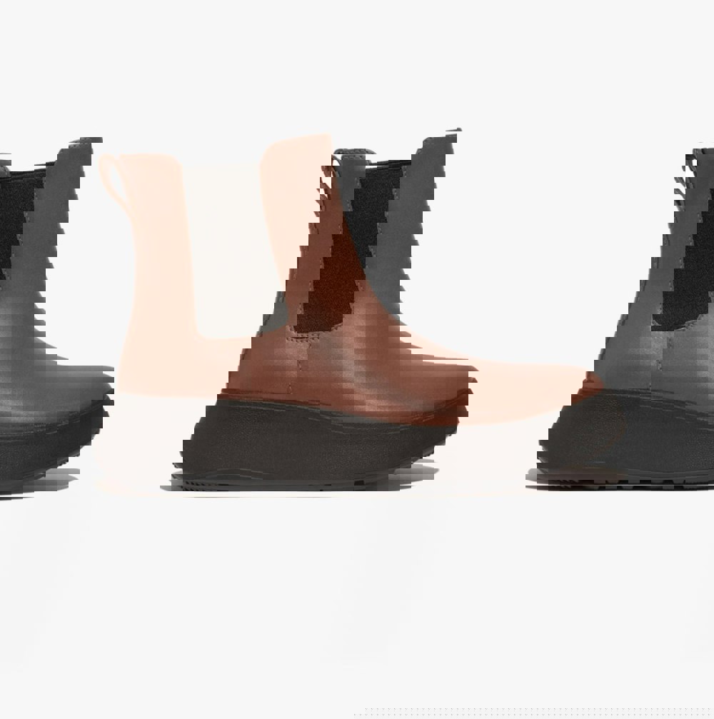 FitFlop F-MODE FLATFORM Womens Chelsea Boots Rich Brown