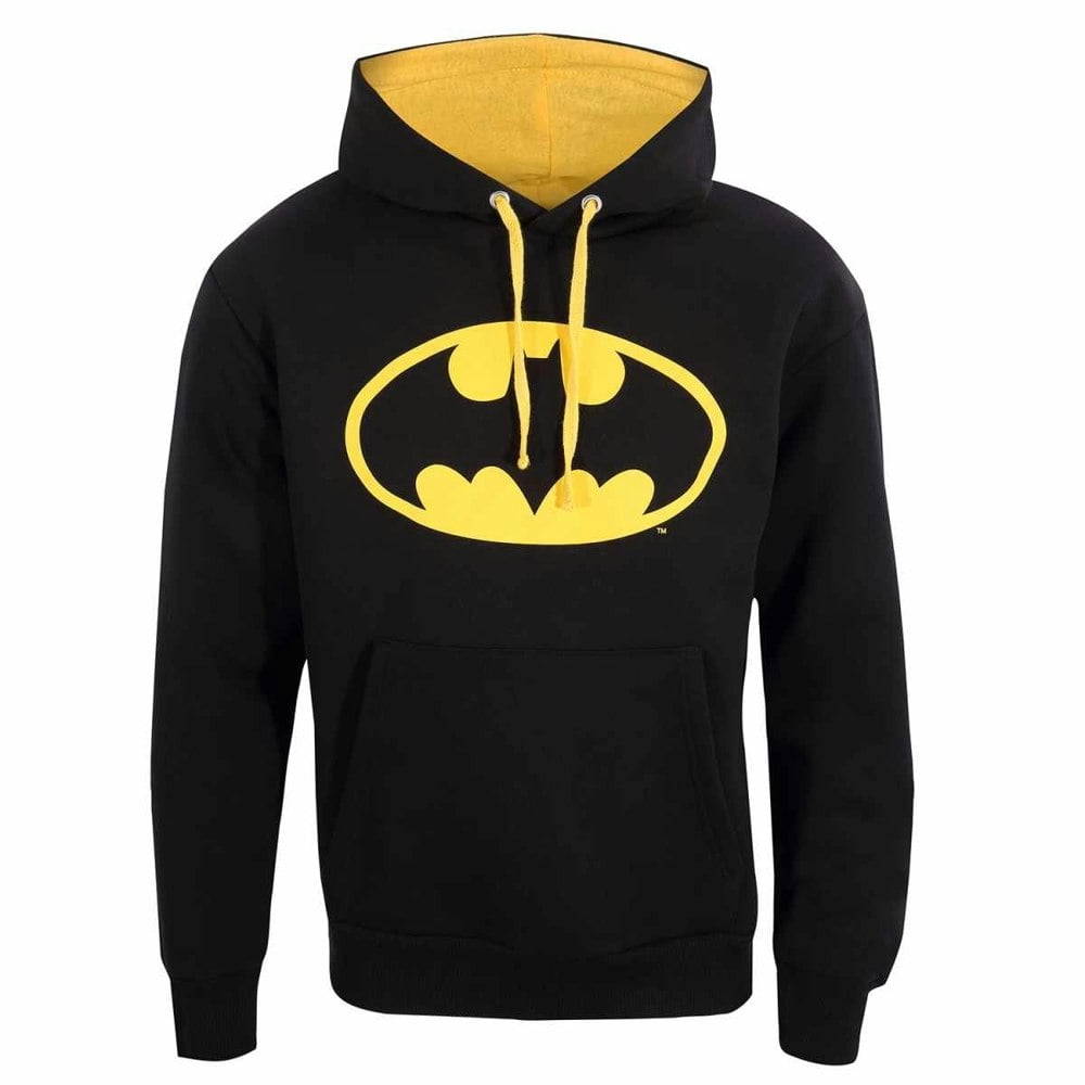 Batman Unisex Adult Contrast Logo Hoodie - Black