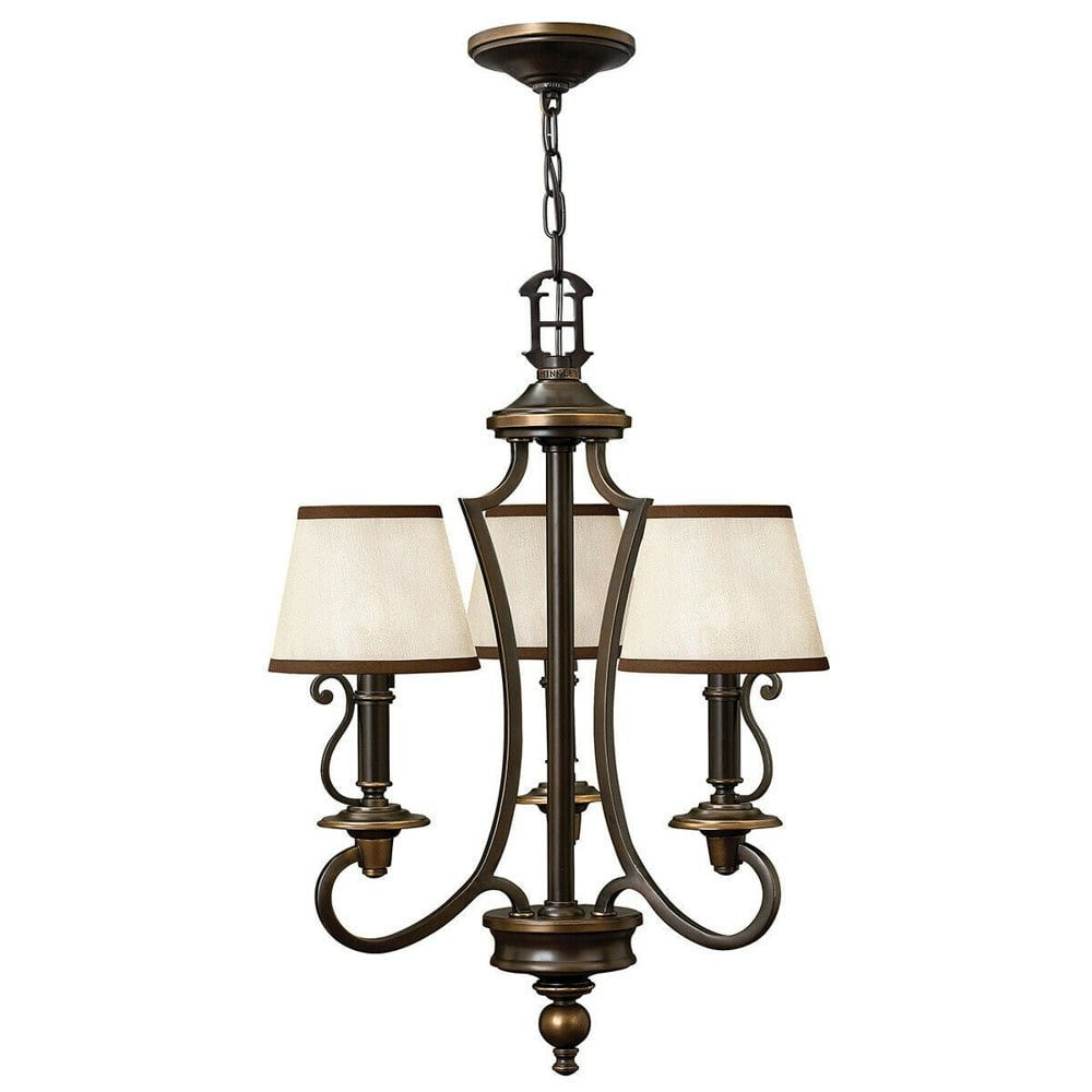 3 Bulb Chandelier Hanging Pendant LIght Olde Bronze LED E14 60W Bulb Loops