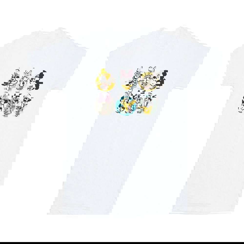 Disney Mens Mickey Mouse And Friends Faces T-Shirt - White