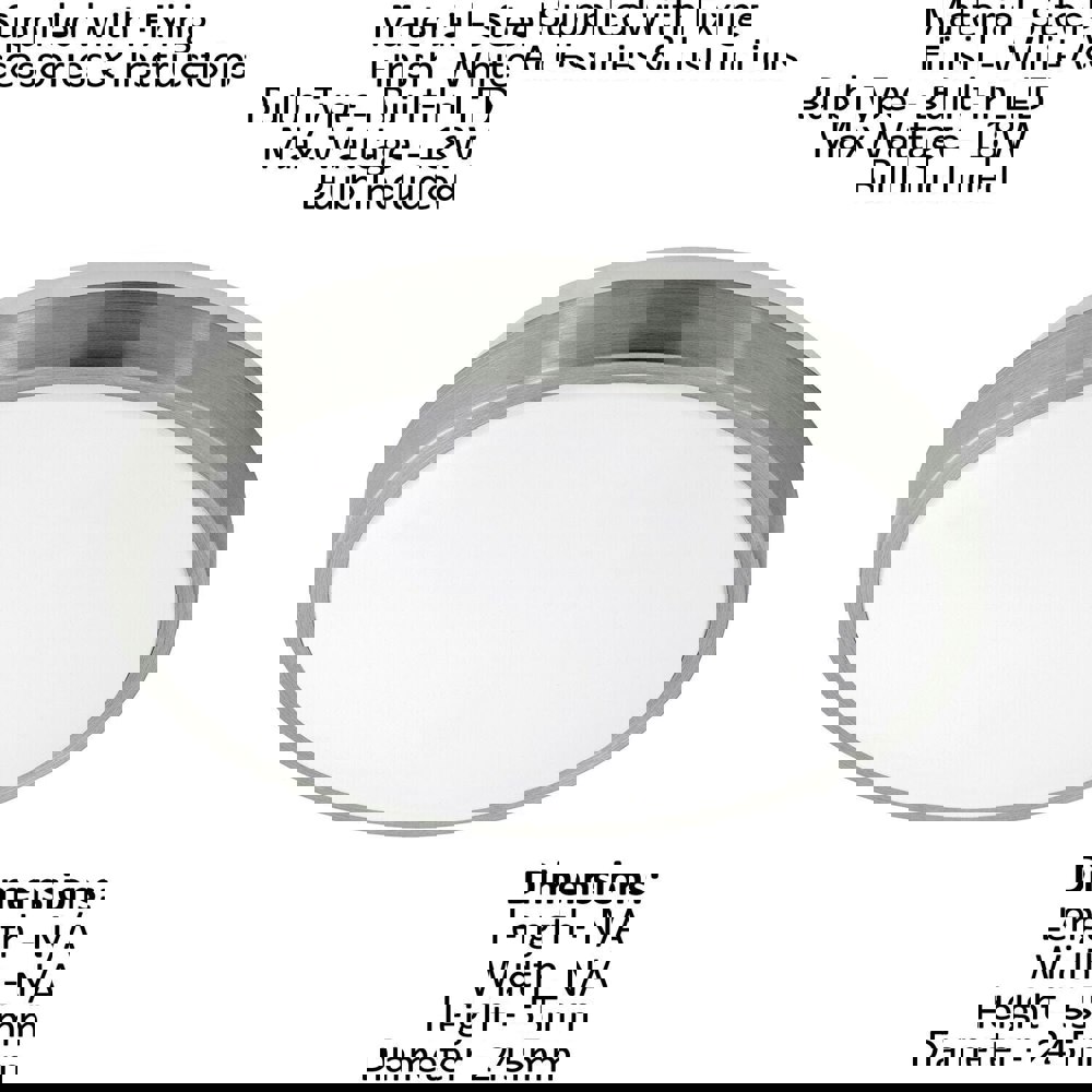 2 PACK Wall Flush Ceiling Light White Shade White Satined Nickel Plastic LED 18W Loops