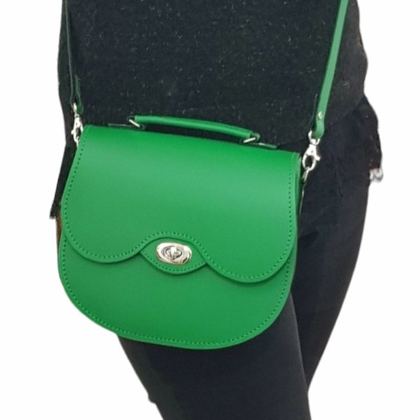 Zatchels Handmade Leather Twist Lock Saddle Bag - Green