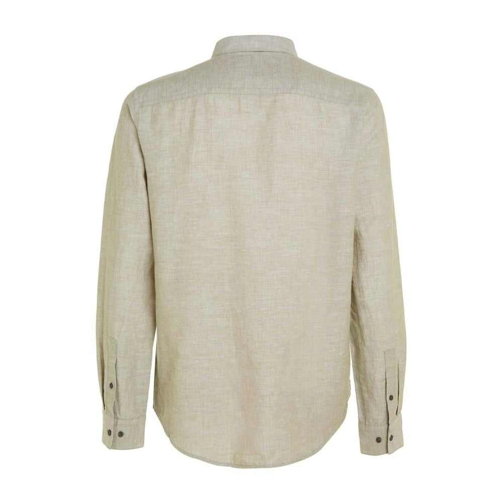 Calvin Klein Mens Linen Regular Shirt - Green