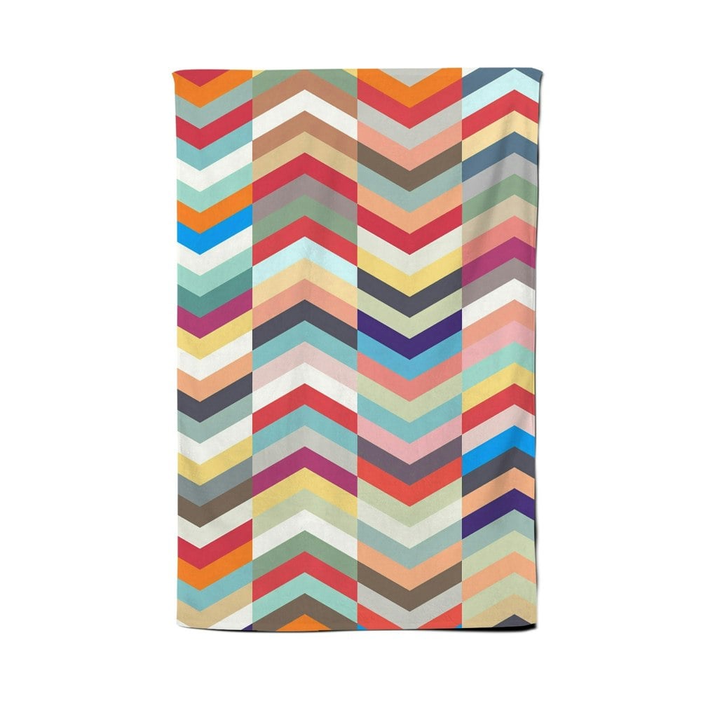 Warren Reed Geometric Multi Colored Chevron Pattern Tea Towel