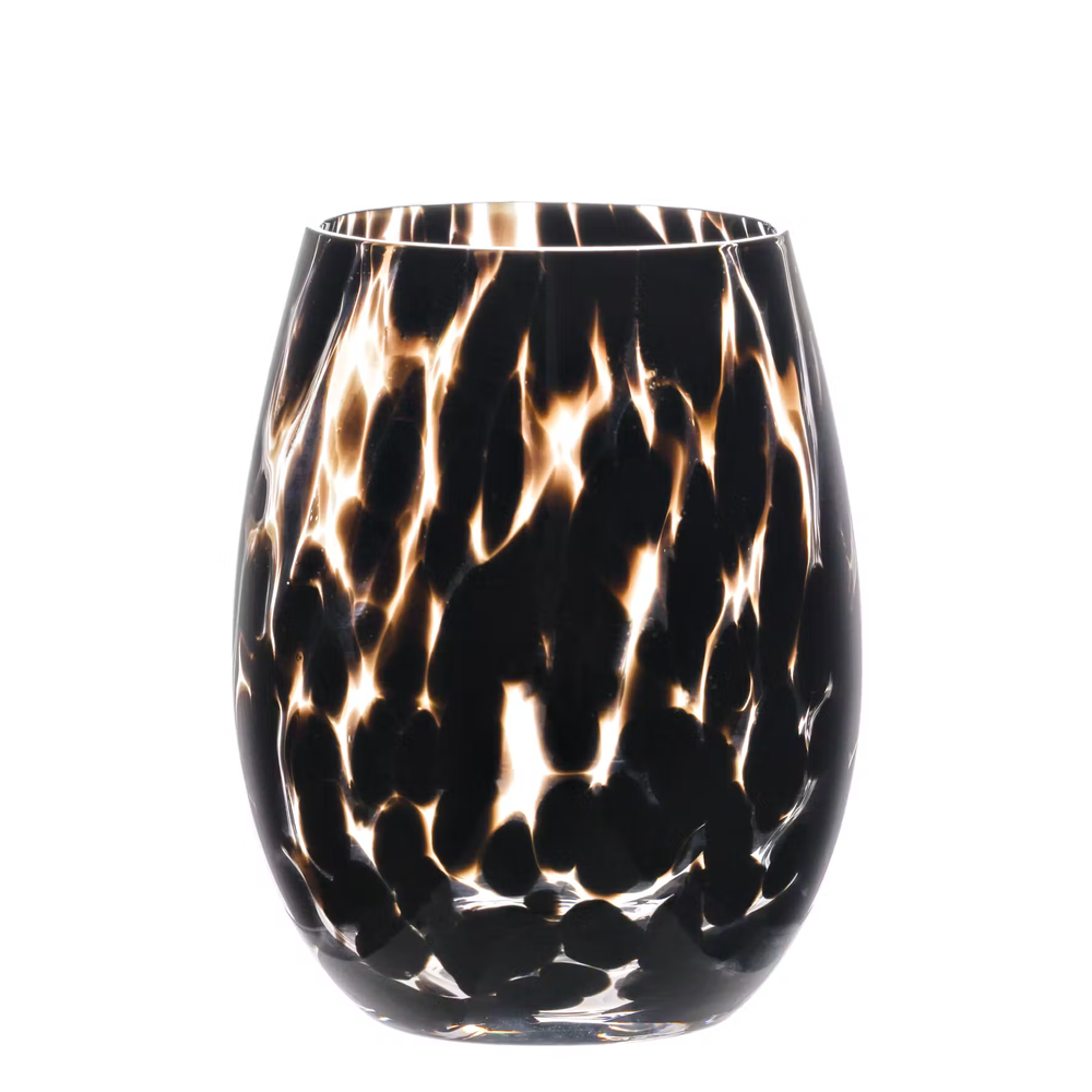 Hestia Dark Brown Tortoise Shell Tumbler Glass Set of 2