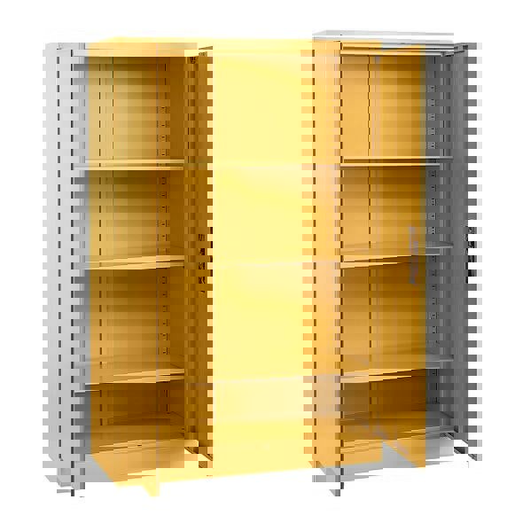 MMT Furniture Designs Storage Cabinet Steel 2 Door Yellow 140cm(h) Lockable Filing Cabinet