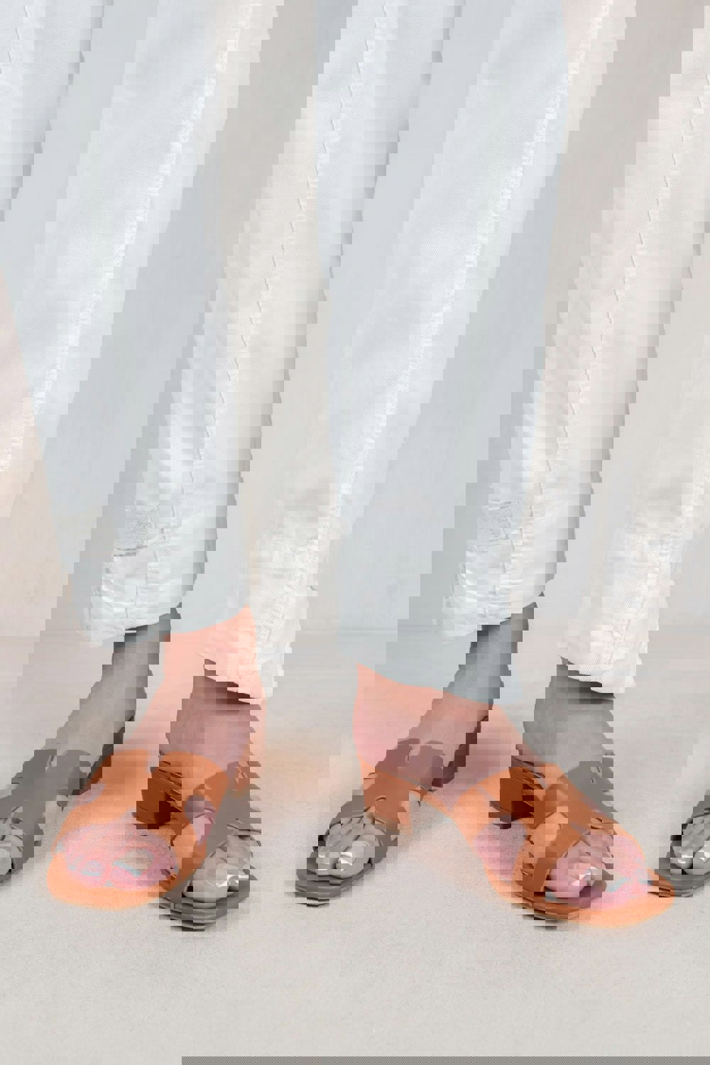 Where's That From Paris Cut Out Strap With Block Heel Sandals in Tan