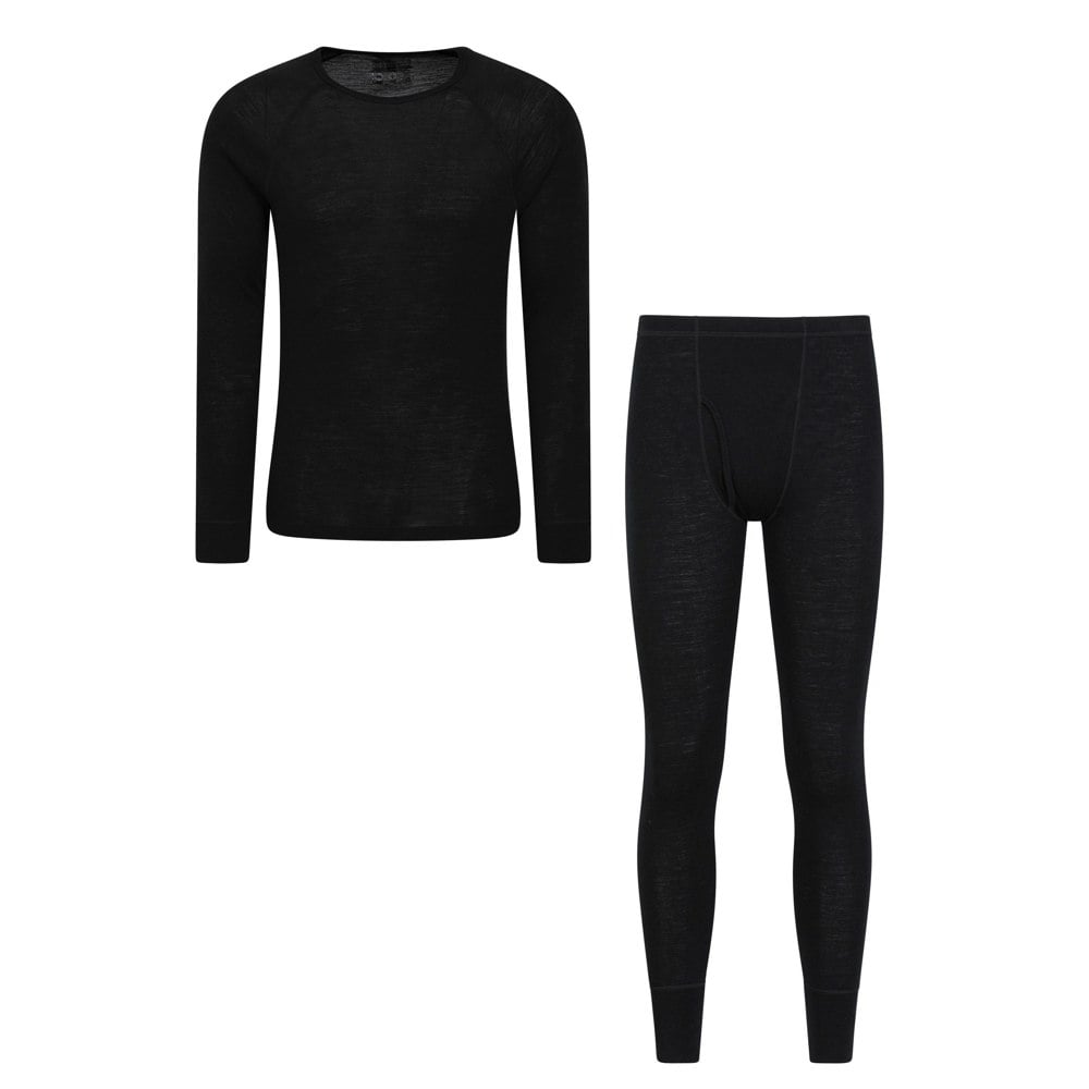 Mountain Warehouse Mens Merino Wool Thermal Base Layers Set - Black