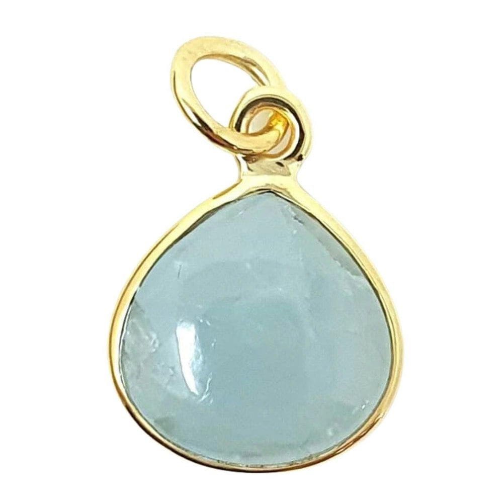 18ct Gold Vermeil Round Aquamarine March Birthstone Bezel Pendant