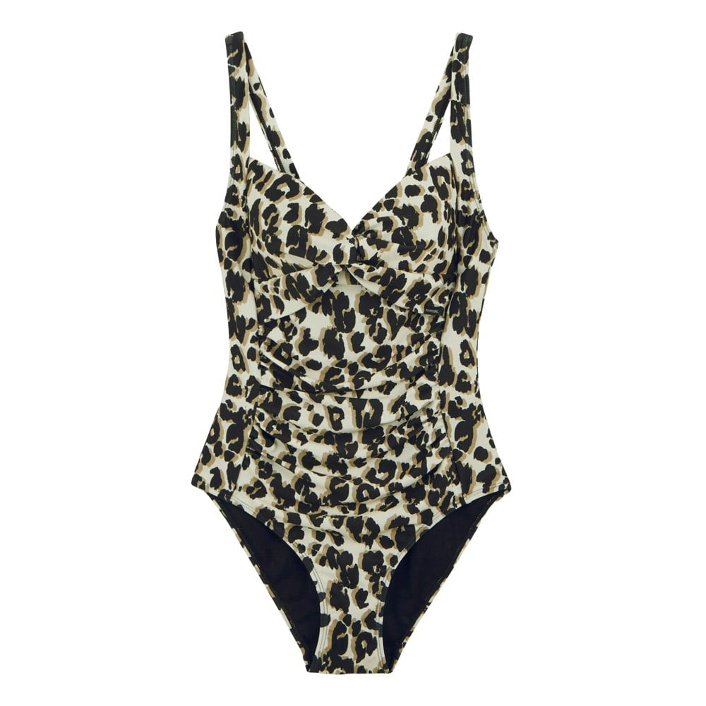 Regatta Womens Sakari Leopard Print Tummy Control One Piece Swimsuit - Natural
