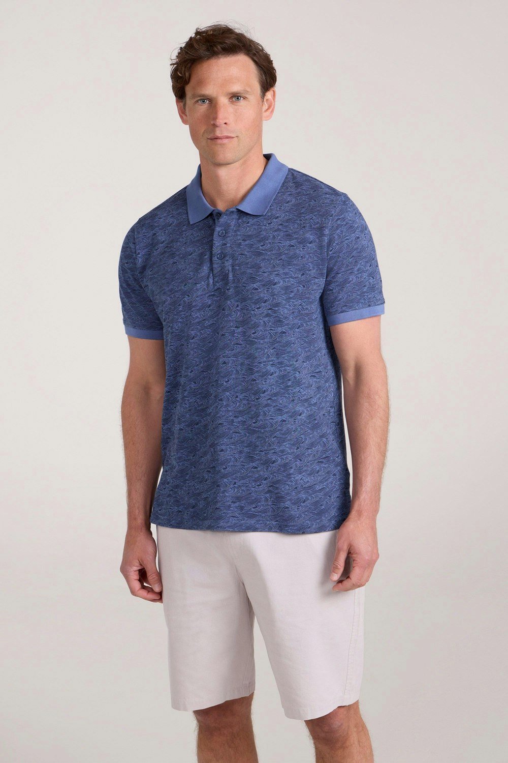 Mountain Warehouse Mens Dawnay Textured Pique Polo Shirt - Corn Blue