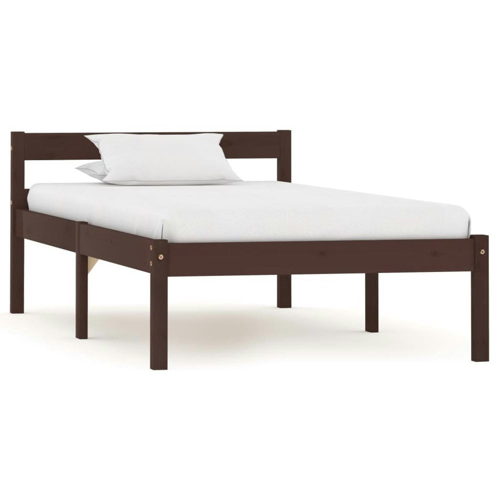 Berkfield Bed Frame Dark Brown Solid Pine Wood 100x200 cm