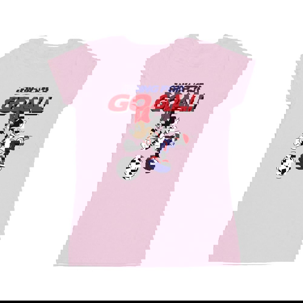 Disney Womens/Ladies Minnie Mouse Going For Goal Cotton T-Shirt - Baby Pink