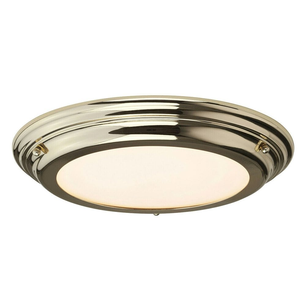 1 Bulb Flush Light Low Ceiling Highly Polished Brass Finish LED 25W Bulb Loops