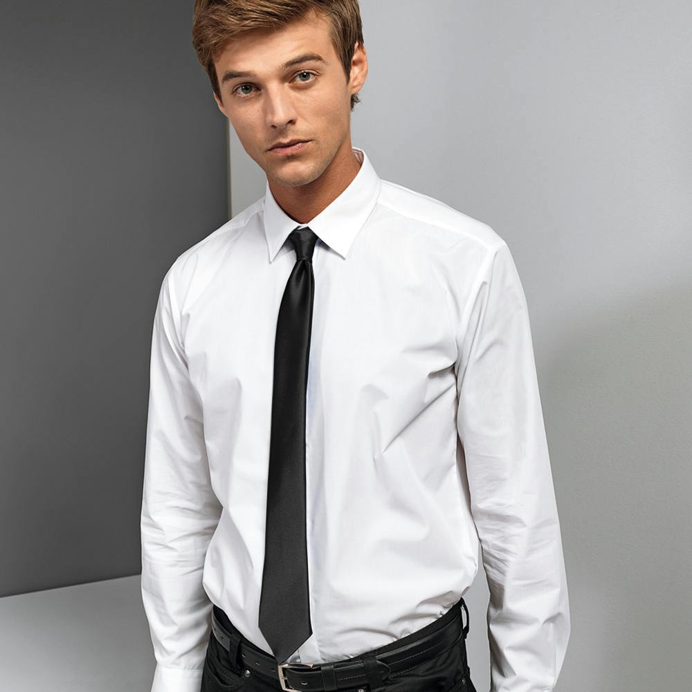 Premier Colours Mens Satin Clip Tie - Black